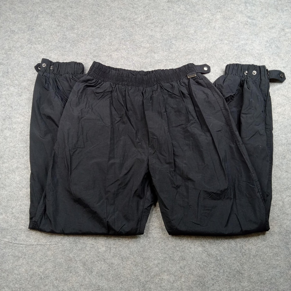 Vintage Stagsport Pants‎ Womens XL Black Nylon Snow Ski Wind Snap Cuffs Gear 90s